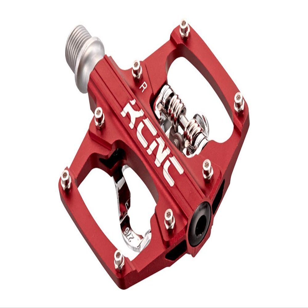 KCNC Bicycle Binding Pedals, Red, One Size, Clipless Platform Pedals, Lightweight Aluminum
