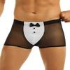 FEESHOW Men's Sexy Tuxedo Bikini Briefs Boxer Shorts Underwear Bow Tie Thongs Waiter Lingerie Black Medium view 1