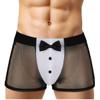 iiniim Novelty Mens Waiter Tuxedo Boxer Brief Underwear Fancy Dress Lingerie Black Sheer Mesh 2X-Large (Waist 38.0-50.0") view 1