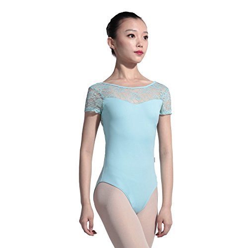 117341001 Joint Lace Leotards Ballet Leotards Short Sleeve Ballet Leotards (L/A170, Mint Green)