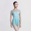 117341001 Joint Lace Leotards Ballet Leotards Short Sleeve Ballet Leotards (L/A170, Mint Green) view 4