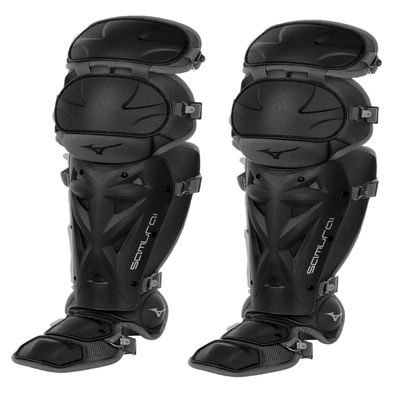 Mizuno Samurai Fastpitch Softball Women's Shin Guards 15" BLACK-GREY