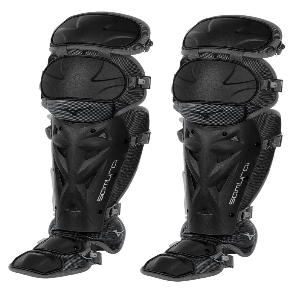Mizuno Samurai Fastpitch Softball Women's Shin Guards 15" BLACK-GREY