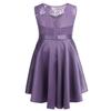 Agoky Kids Flower Girls Lace Sleeveless Wedding Bridesmaid Dress Pageant Birthday Party Tutu Dress Dark Purple 6 view 2