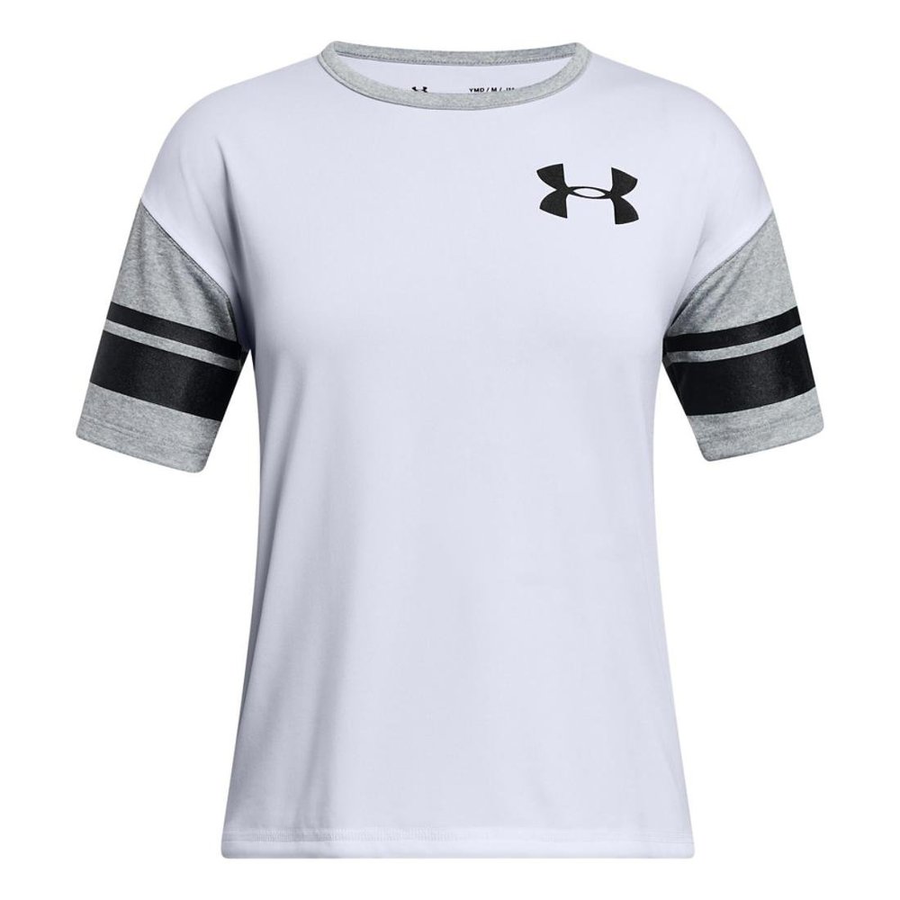 Under Armour Girls Tech Essentials Tee, White/Black, YL