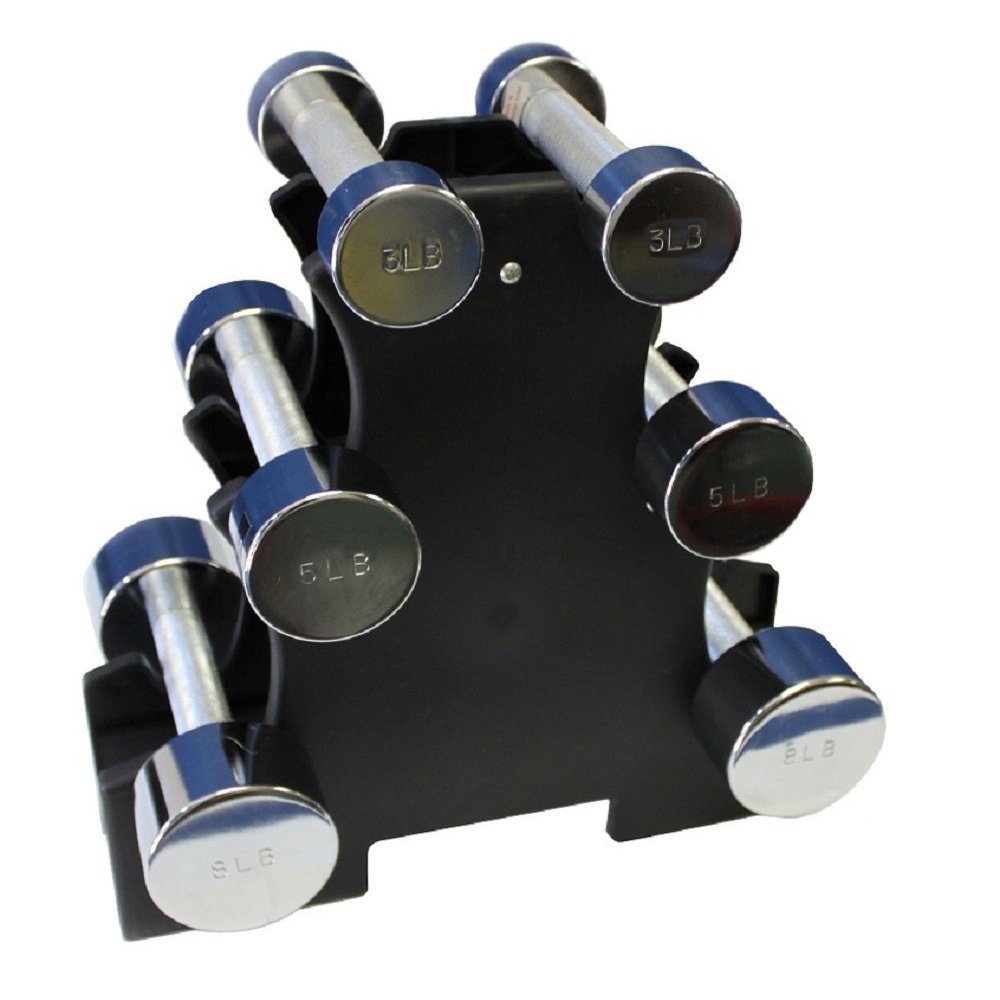 Ader 3prs Chrome Dumbbell Beauty Dumbbell Set (3lb,5lb,5lb)