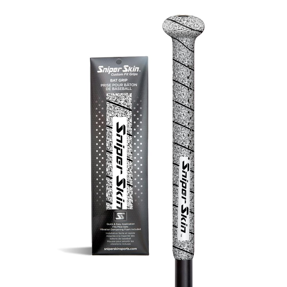 Sniper Skin Baseball Heat-Activated Bat Grip, Easy Install Tacked Non-Slip for Baseball & Softball Sports, Custom Fit Wrap That Lasts Up to 3 Times Longer - Black Shadow