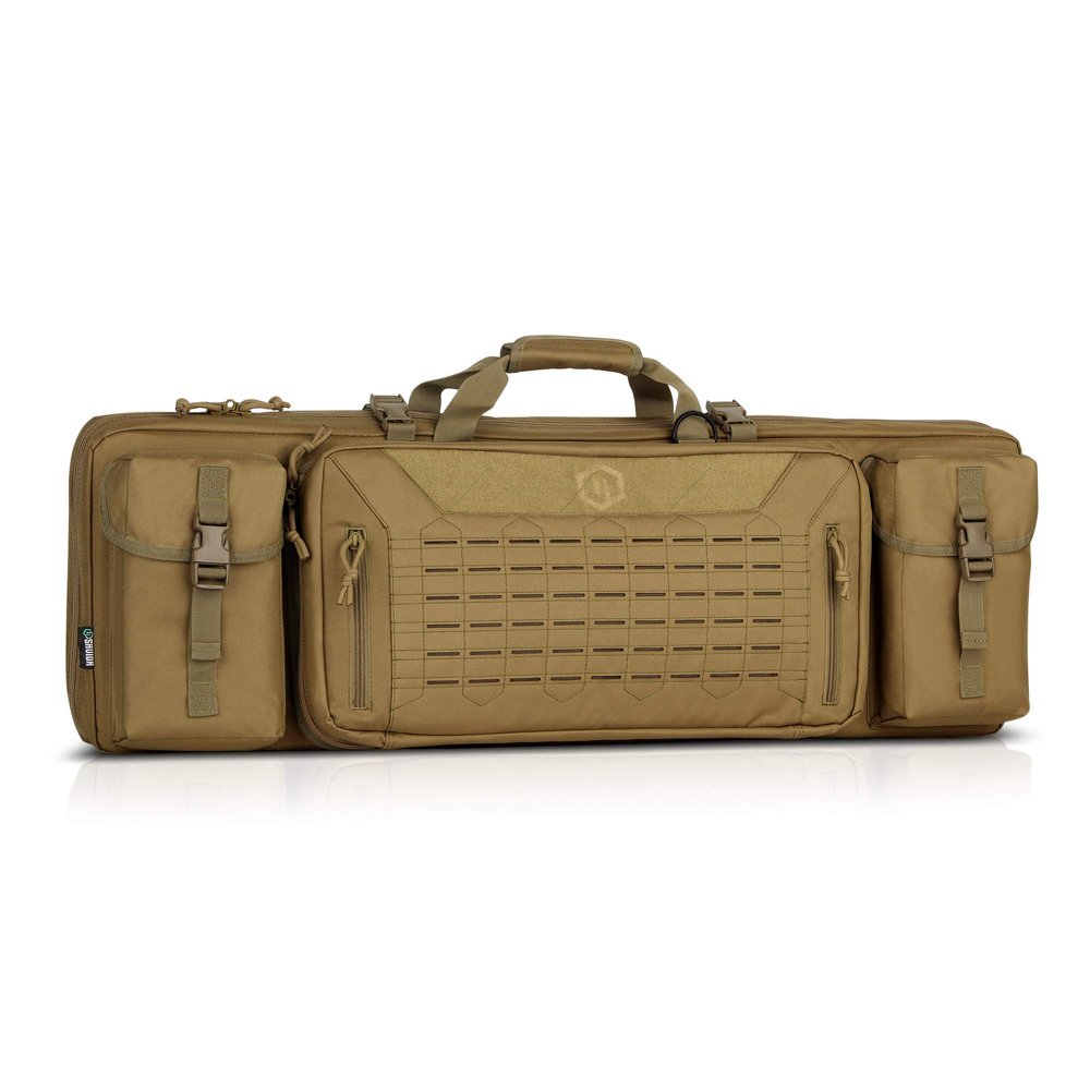 Savior Equipment Urban Warfare Tactical Double Long Gun Bag Case Backpack w/Pistol Handgun Case,36 Inch Flat Dark Earth Tan