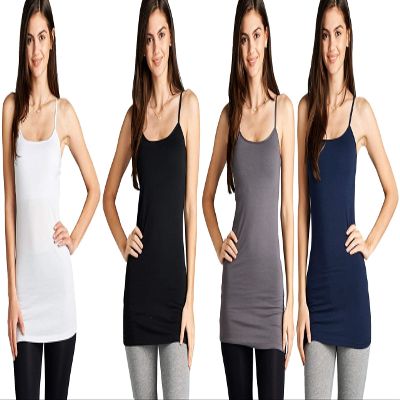 Active Products Women's 4 Pack: Cami Tanks in Many Colors -Small -3XL 4 Pack - Wht, Blk, Charcoal, Navy Small