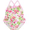 Baby Girls 3M-24M Rose-Pink Floral-n-Dot Print One-Piece Swimsuit (3 Months, Rose Pink) view 1
