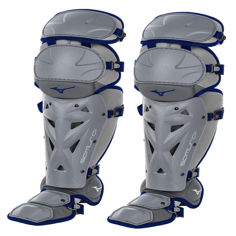 Mizuno Samurai Fastpitch Softball Women's Shin Guards 16", GREY-NAVY