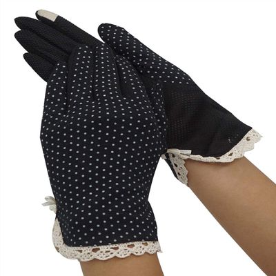 Summer Women Outdoor Cotton Uv Protection Sun Driving Gloves Mittens,Black