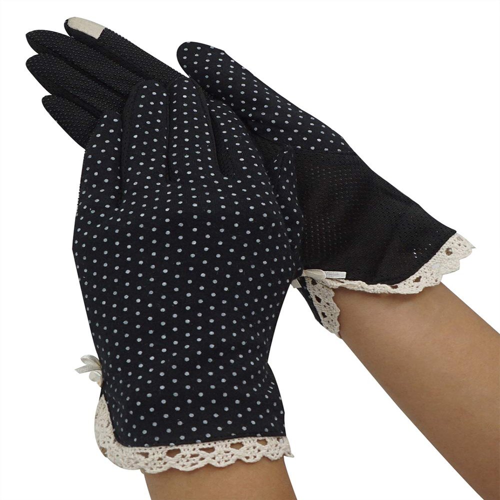 Summer Women Outdoor Cotton Uv Protection Sun Driving Gloves Mittens,Black