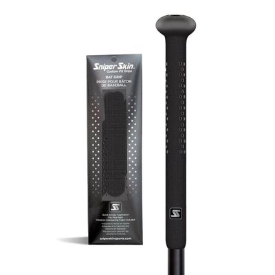 Sniper Skin Baseball Heat-Activated Bat Grip, Easy Install Tacked Non-Slip for Baseball & Softball Sports, Custom Fit Wrap That Lasts Up to 3 Times Longer - Black