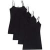 Active Products Womens 2, 4 Pack: Camisole Spaghetti Straps Long Tanks in Junior 4 Pack - Black Large view 1