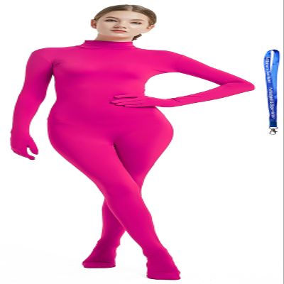 Full Bodysuit With Zipper Helper Womens Costume Without Hood Spandex Stretch Zentai Unitard Body Suit (Large, Hot Pink)