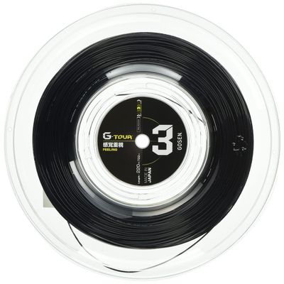 GOSEN G-Tour 3, 16L Black 770' Good Feeling at Impact, Polyester Tennis String