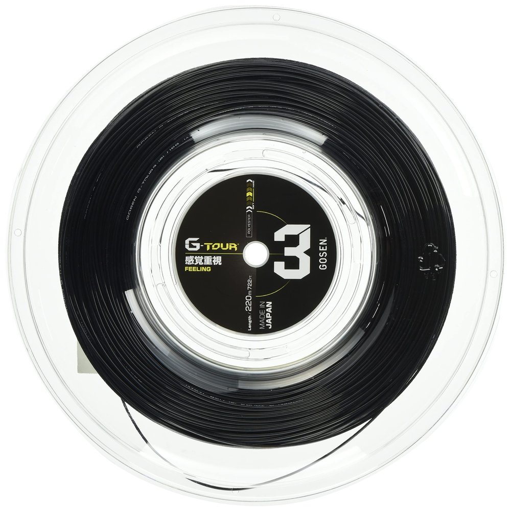 GOSEN G-Tour 3, 16L Black 770' Good Feeling at Impact, Polyester Tennis String
