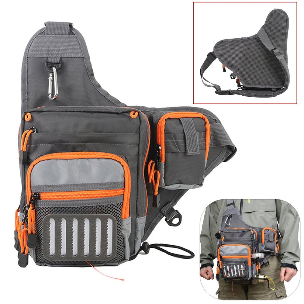 Ochoos Polyester Fishing Sling Bag Multifunctional Fly Fishing Bag Waist Pack Tool Bag - Tackle Boxes & Bags
