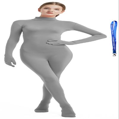 Full Bodysuit With Zipper Helper Womens Costume Without Hood Spandex Stretch Zentai Unitard Body Suit (Small, Grey)