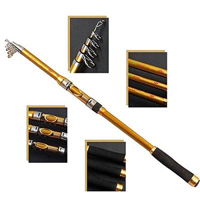 Ochoos 2.1-3.6M Superhard Carbon Fiber Telescopic Fishing Rod Travel Spinning Fishing Pole - (Size: 3M) - Fishing Rods