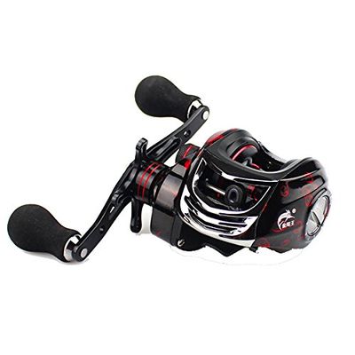 Ochoos 7.2:1 17+1BB Full Metal Baitcasting Fishing Reel Long Shot Left/Right Hand Fishing Wheel - (Hand: Right Hand, Color: Red) - Fishing Reel