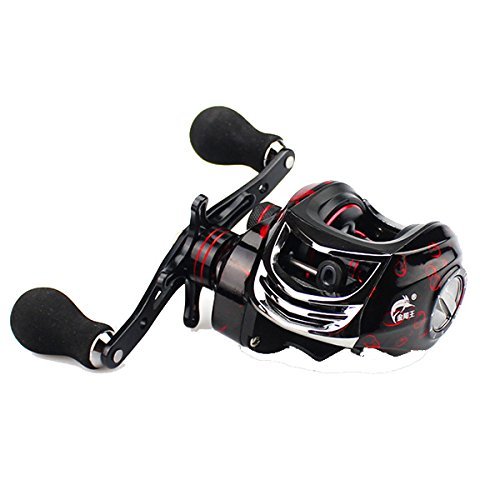 Ochoos 7.2:1 17+1BB Full Metal Baitcasting Fishing Reel Long Shot Left/Right Hand Fishing Wheel - (Hand: Right Hand, Color: Red) - Fishing Reel