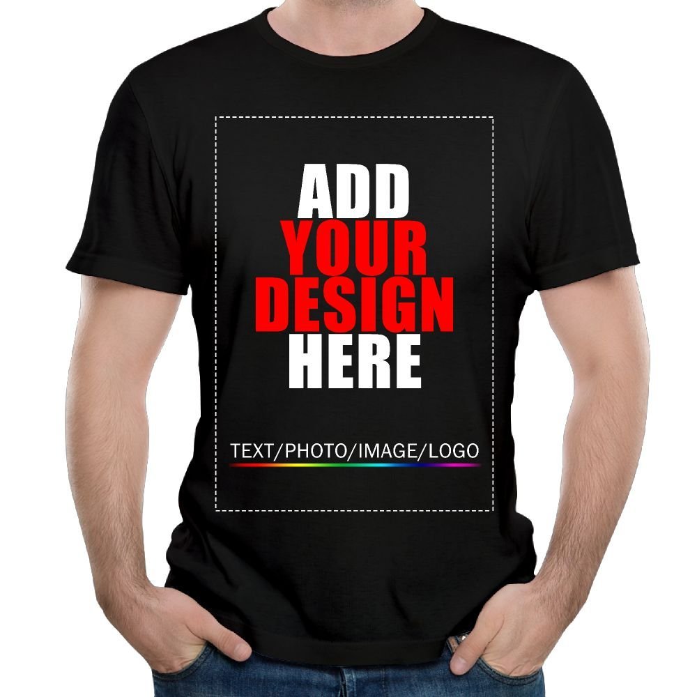 Custom t Shirts Personalized Tshirts, Make Your Own t Shirt, Customized t-Shirts, Add Your Design/Image/Photo/Text for Men & Women Black
