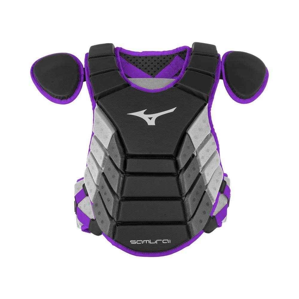 Mizuno Samurai Baseball Chest Protector 16", BLACK-PURPLE
