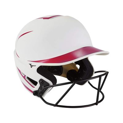 Mizuno F6 Adult Fastpitch Softball Batting Helmet with Mask, WHITE-RED, Large/X-Large