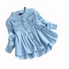 Baby Girls Kid Denim Ruched Long Sleeve T-Shirt Tops Clothing Children Autumn Winter Fashion Blouse 3-8T (6-7 Years Old, Blue) view 3