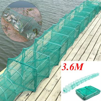 Ochoos 3.6M 5M Long Tube Nylon Mesh Crab Crayfish Lobster Catcher Live Trap Fishing Net EEL Prawn Shrimp - (Size: 3.6m) - Tools & Equipments - Nets & Buckets