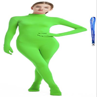 Full Bodysuit With Zipper Helper Womens Costume Without Hood Spandex Stretch Zentai Unitard Body Suit (XX-Large, Lime Green)