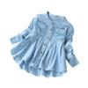 Baby Girls Kid Denim Ruched Long Sleeve T-Shirt Tops Clothing Children Autumn Winter Fashion Blouse 3-8T (3-4 Years Old, Blue) view 1