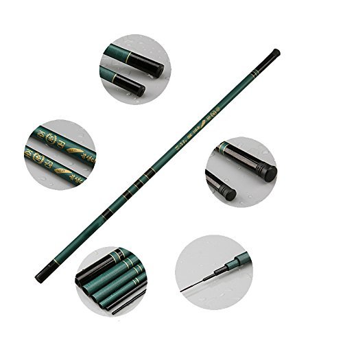 Ochoos 2.7-7.2M Glass Fiber Stream Hand Fishing Pole Telescopic Spinning Fishing Rod Freshwater - (Size: 7.2m) - Fishing Rods