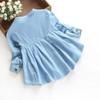Baby Girls Kid Denim Ruched Long Sleeve T-Shirt Tops Clothing Children Autumn Winter Fashion Blouse 3-8T (4-5 Years Old, Blue) view 2