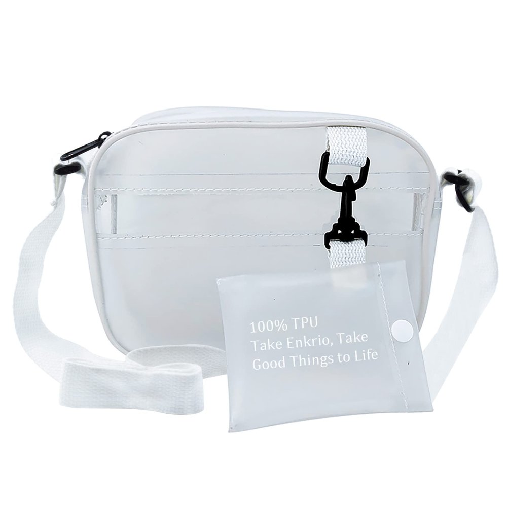 Enkrio Clear Bag Stadium Approved Clear Purse Mini Messenger Bag Matte Cross Body Bag with Adjustable Strap for Women Men