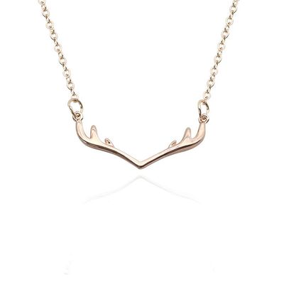 AOCHEE Trendy Deer Horn Pendant Necklace Gold Silver Rose Gold Antler Necklace Animal Jewelry