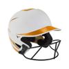 Mizuno F6 Adult Fastpitch Softball Batting Helmet with Mask, White-Orange, Large/X-Large view 1