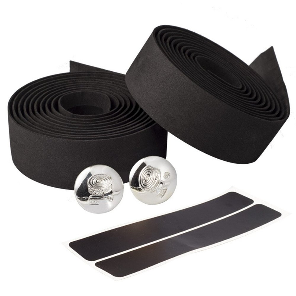 2pcs 2M Cycling Handlebar Tape Extra Long Bike Bicycle EVA Foam Handlebar Grip Tape Wrap for MTB Mountain Road Bike,Black
