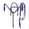 Equitem Pony Size Nylon Headstall and Breast Collar Set with Rawhide Accents (Purple) view 1