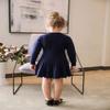 SMILING PINKER Little Girls Pleated Dress School Uniform Long Sleeve Button Front Knit Sweater Dress (Navy Blue, 4-5T) view 4