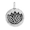 81stgeneration Karen Hill Tribe Silver Flat Round Pendant With Engraved Lotus Flower - 999 Solid Silver Flower Disc Charm for Chain - Spiritual Gift for Yoga Lovers - Handmade Hindu Symbol Charms view 1