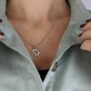 81stgeneration Karen Hill Tribe Silver Flat Round Pendant With Engraved Lotus Flower - 999 Solid Silver Flower Disc Charm for Chain - Spiritual Gift for Yoga Lovers - Handmade Hindu Symbol Charms view 2