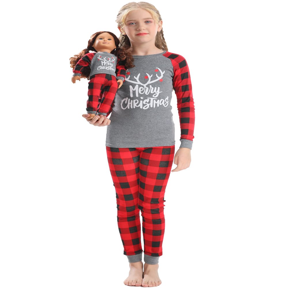 Babyroom Girls Matching Doll&Toddler 4 Piece Cotton Pajamas Toddler Christmas Sleepwear Size 4