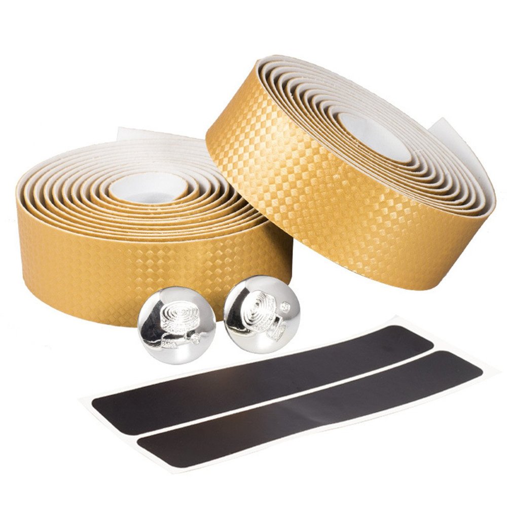 2pcs 2M Cycling Handlebar Tape Extra Long Bike Bicycle EVA Foam Handlebar Grip Tape Wrap for MTB Mountain Road Bike,Carbon Gold
