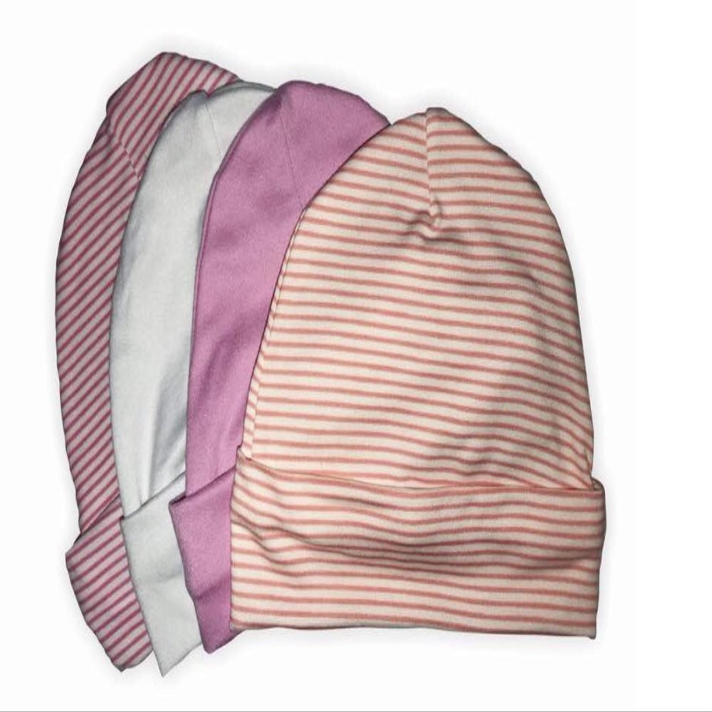 Newborn Hats for Baby Girls Benie Caps (4 Pack)