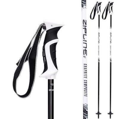 Zipline Lollipop 14.0 Graphite Carbon Composite Ski Poles Lightweight Ergonomic Grip, Vibration Dampening, Groomers and Freestyle. Choice of Skiers (Black Liquorice, 46" in./117 cm)