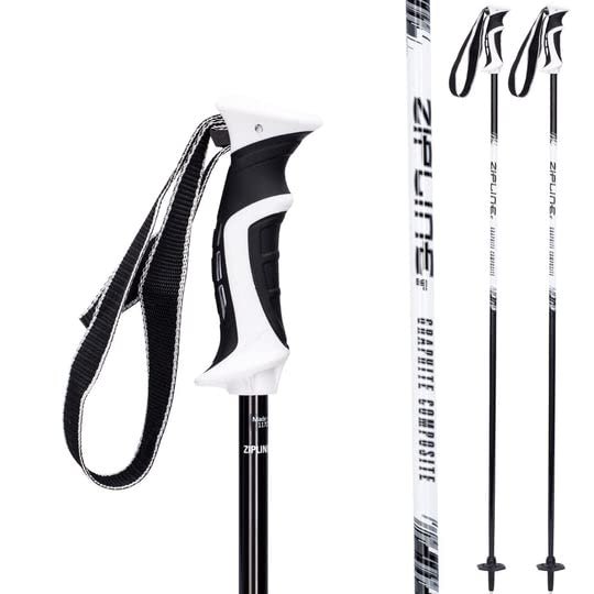Zipline Lollipop 14.0 Graphite Carbon Composite Ski Poles Lightweight Ergonomic Grip, Vibration Dampening, Groomers and Freestyle. Choice of Skiers (Black Liquorice, 46" in./117 cm)