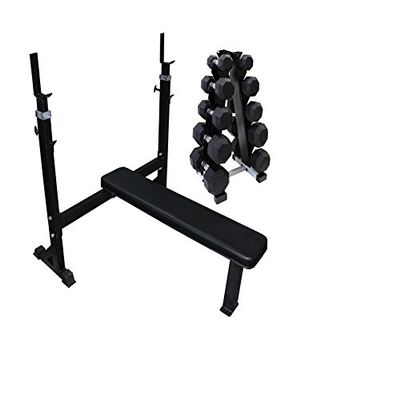 Ader Heavy Duty 2-IN-1 Squat Bench Rack, Flat Bench with weights (Bench + Dumbbells)